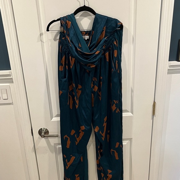 Diarrablu Teal and Brown Patterned Jumpsuit - Picture 2 of 5